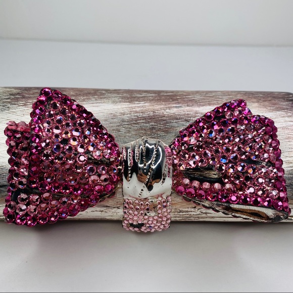 RODO Italy Brushed Metal Bow Evening Purse - Picture 7 of 10